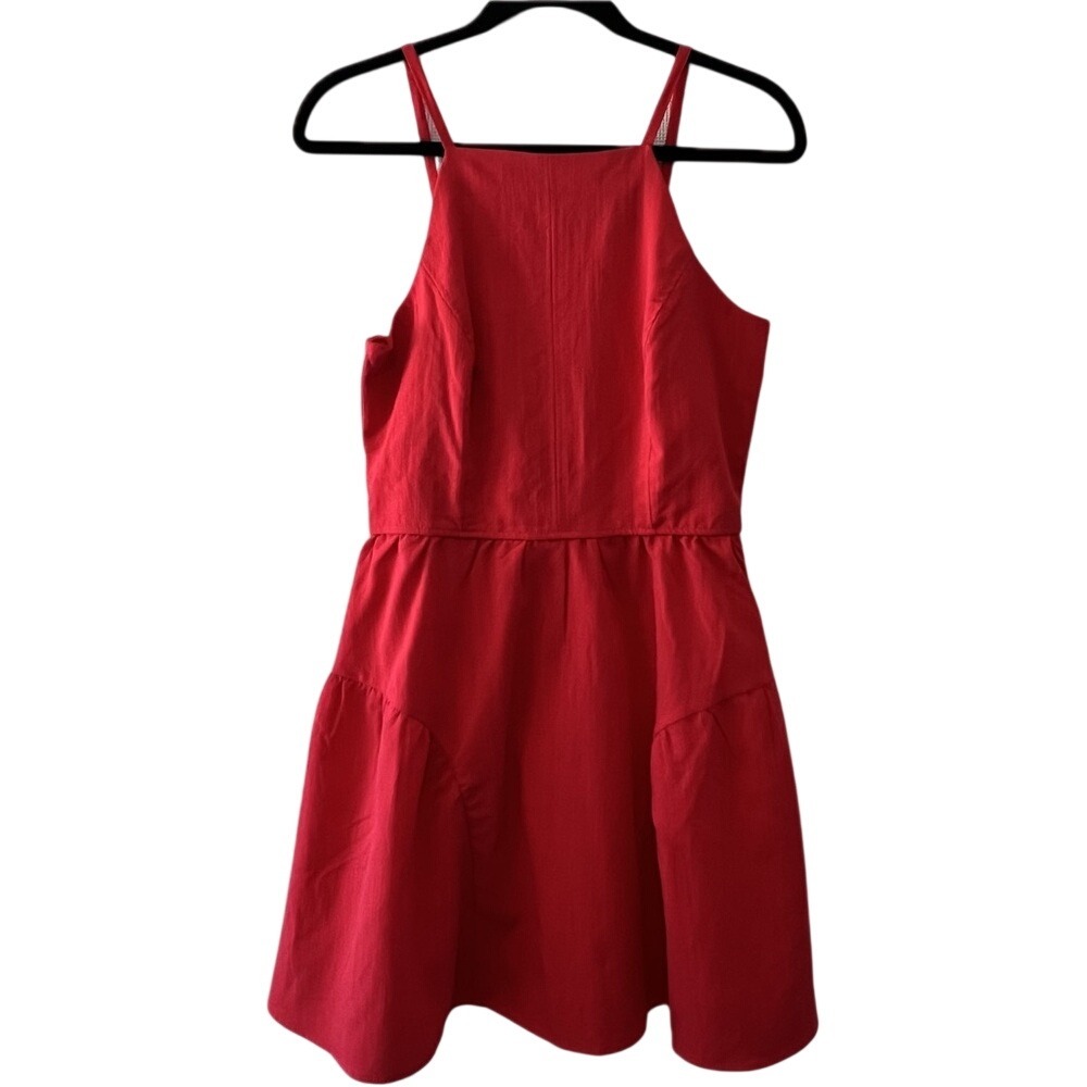 Y2K‎ M Red Skater Mini Dress Square Neck Adjustable Straps Colorful Summer Party